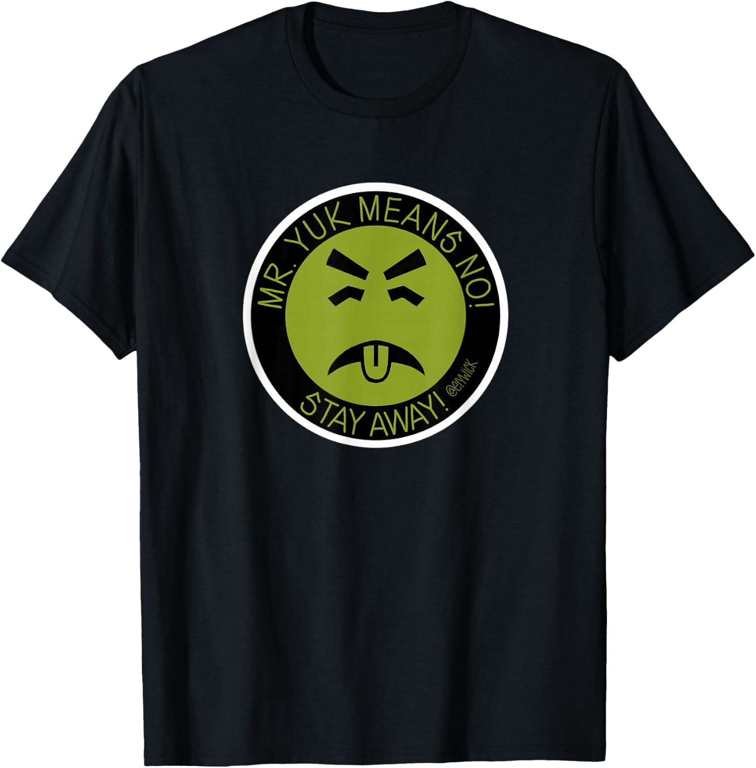 elywick. Adult Mr. Yuk - Black, Small, Short Sleeve, , Classic Fit, Cotton 65% Polyester 35% T-Shirt - T-Shirt | Black