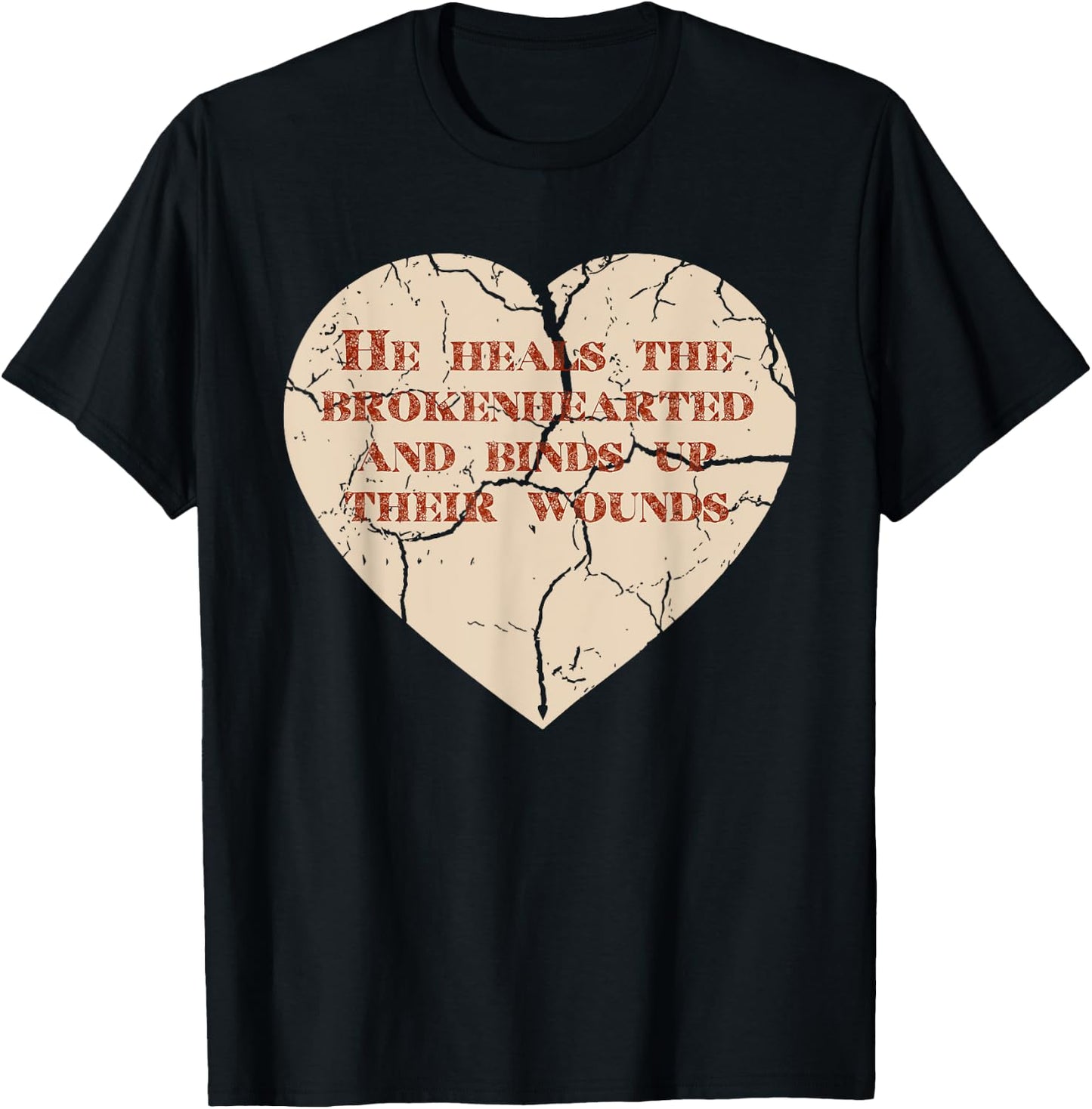 God and Christian Psalm 147:3 Healing Heart Jesus T-Shirt - T-Shirt | Black