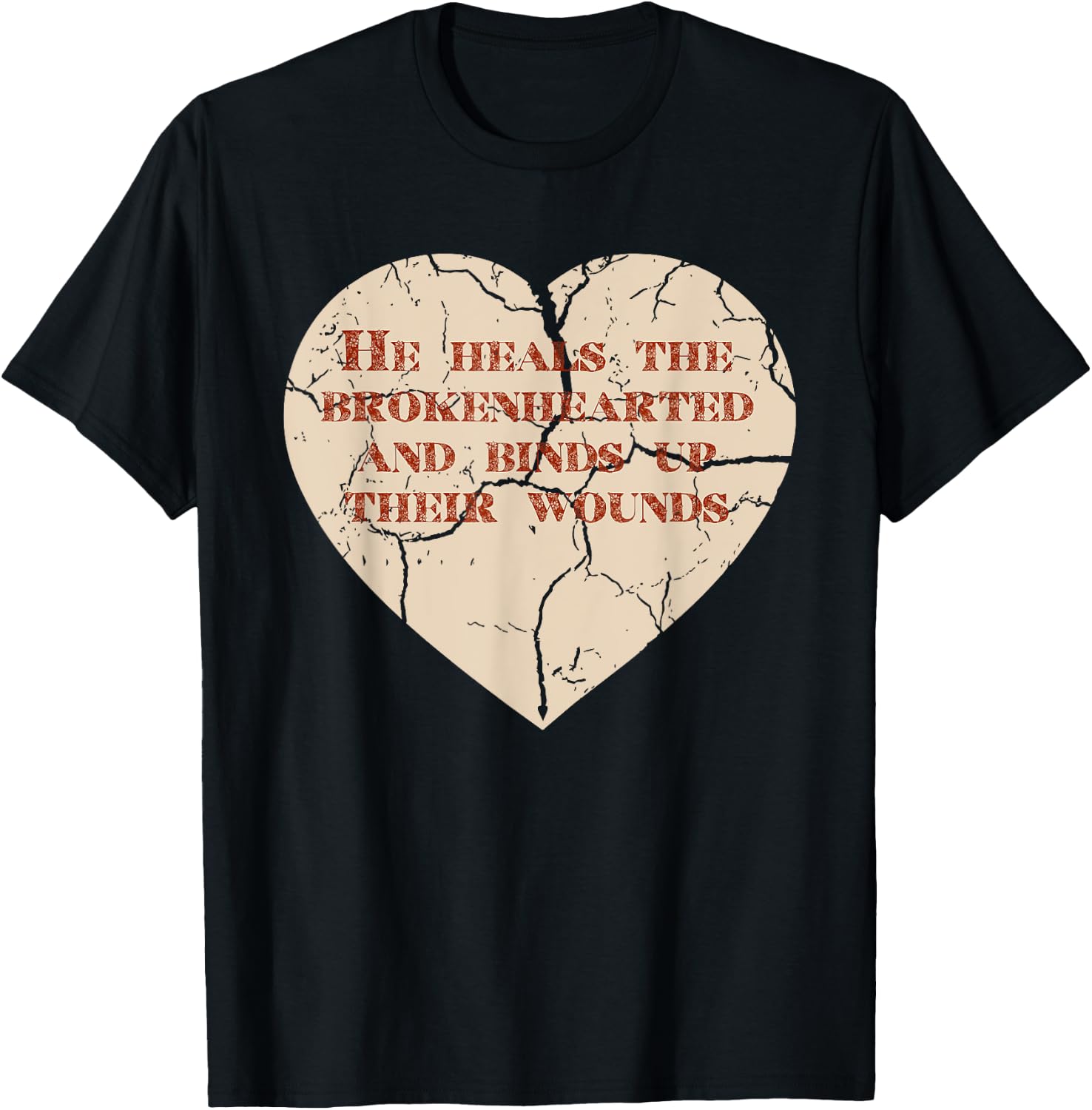 God and Christian Psalm 147:3 Healing Heart Jesus T-Shirt - T-Shirt | Black