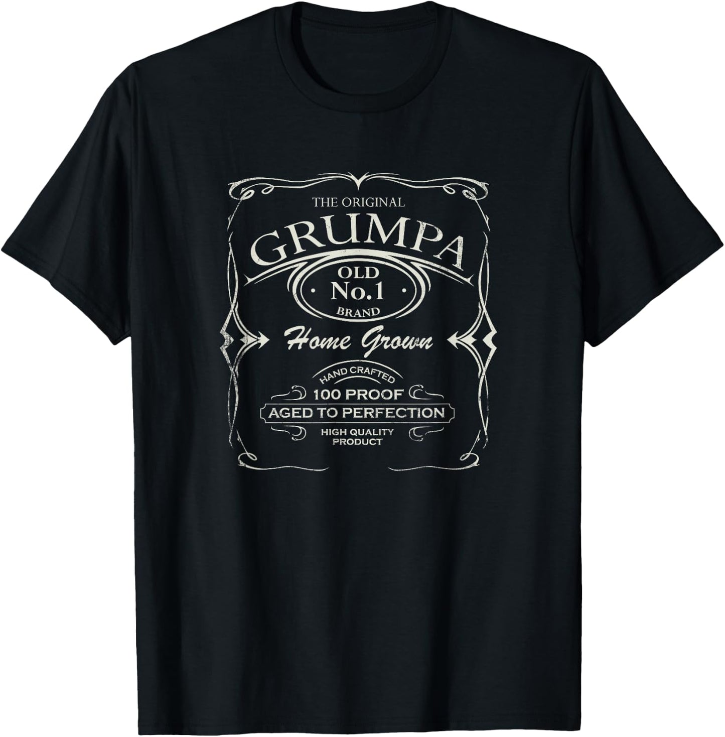 GRUMPA Vintage Weathered Whiskey Label Design T-Shirt - T-Shirt | Black