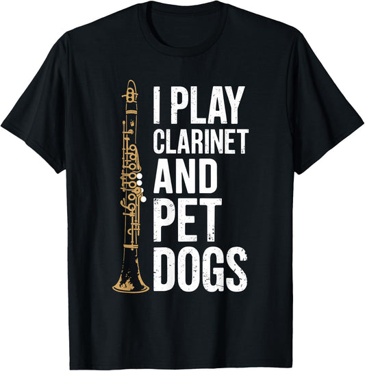 Clarinet Instrument Player Dog Lover and Clarinetist T-Shirt - T-Shirt | Black