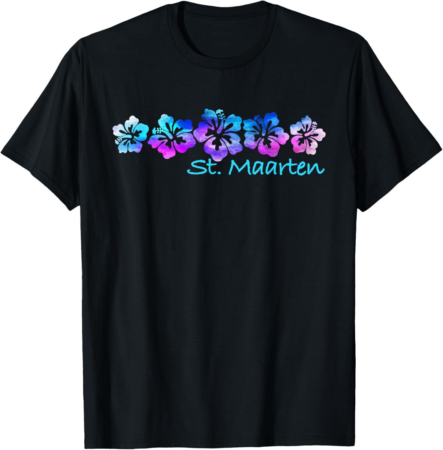 St. Maarten Tropical Beach Illustration / St Maarten Surf T-Shirt - T-Shirt | Black