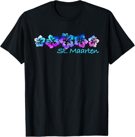 St. Maarten Tropical Beach Illustration / St Maarten Surf T-Shirt - T-Shirt | Black