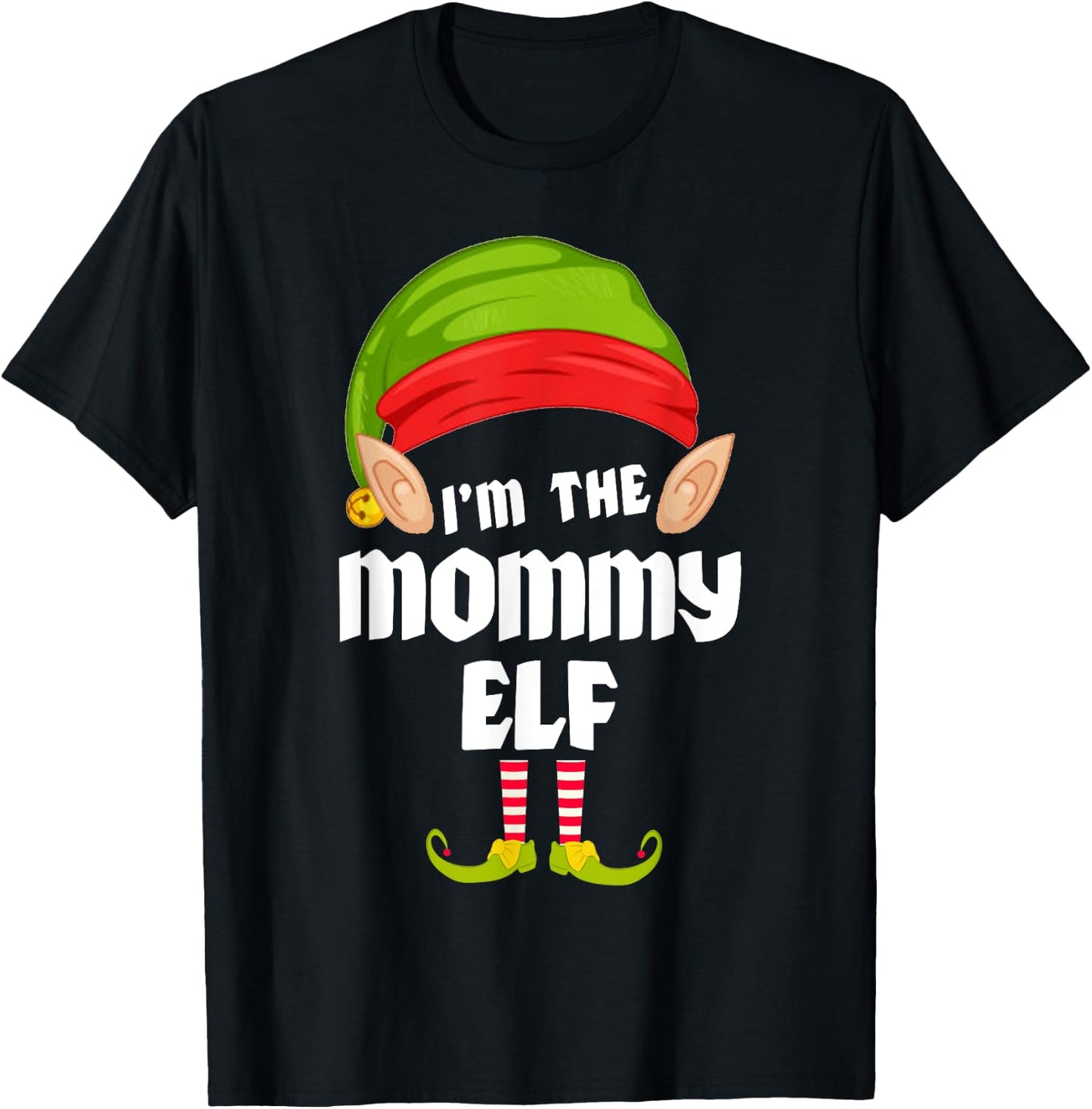 Funny Mommy Elf Matching Family Group PJ Christmas T-Shirt - T-Shirt | Black