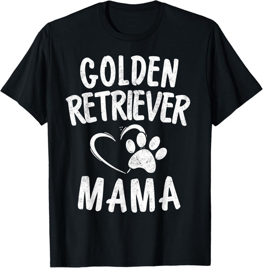 Golden Retriever Mama Gift Dog Owner Apparel Retrieving Mom T-Shirt - T-Shirt | Black
