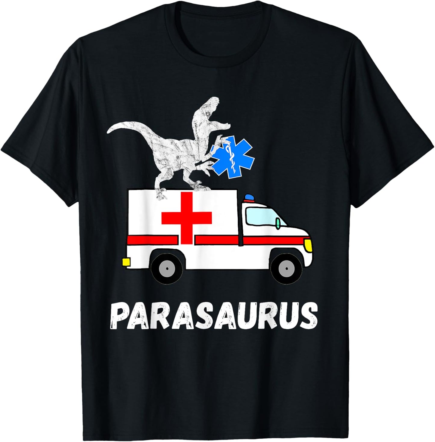 Paramedic Dinosaur Paramedic Dino Rescuer Emergency Doctor T-Rex T-Shirt - T-Shirt | Black