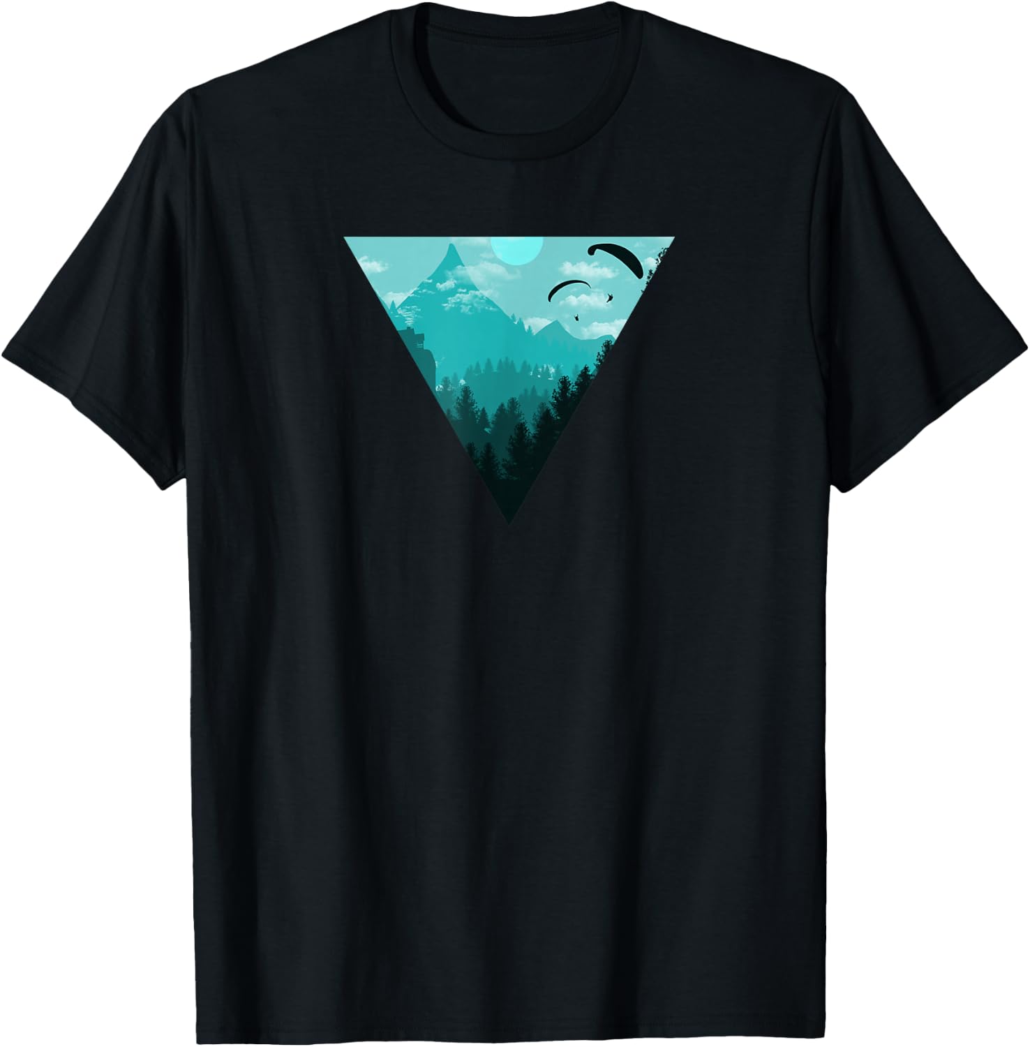 Paragliding Extreme Sport Geometry Gift I Nature T-Shirt - T-Shirt | Black
