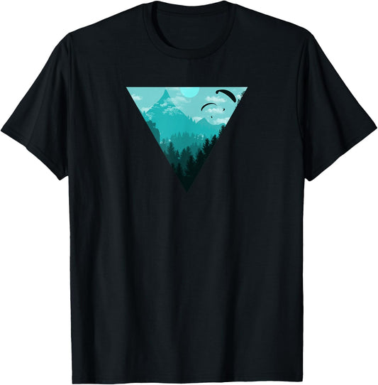 Paragliding Extreme Sport Geometry Gift I Nature T-Shirt - T-Shirt | Black