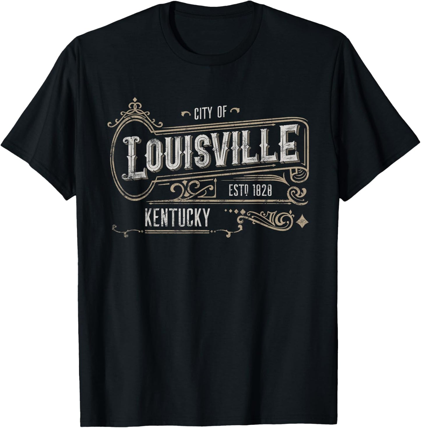 Louisville KY Vintage Victorian Style Home City Distressed T-Shirt - T-Shirt | Black