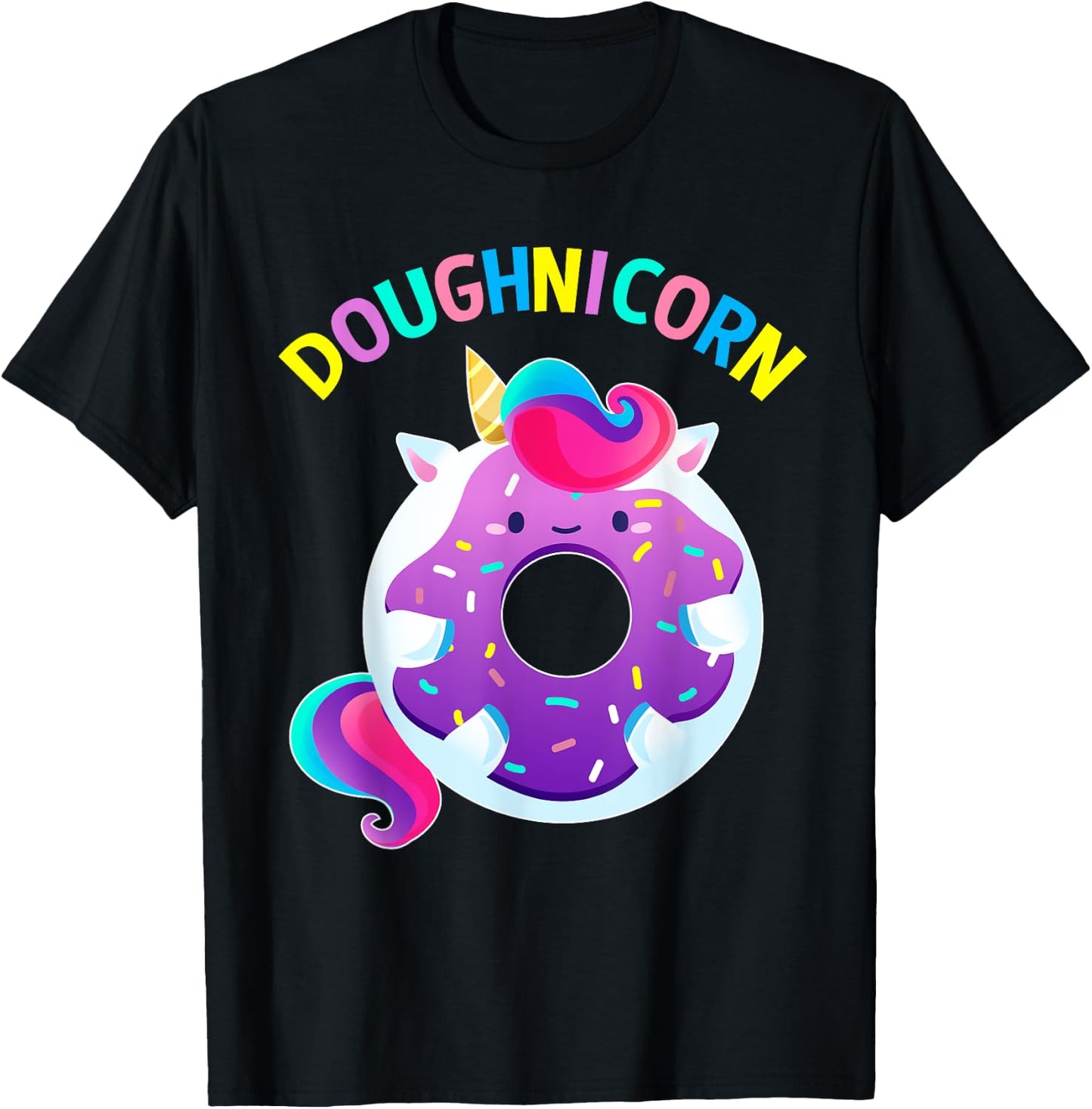 Cute Donut Unicorn Doughnicorn Gifts Squad Girls T-Shirt - T-Shirt | Black