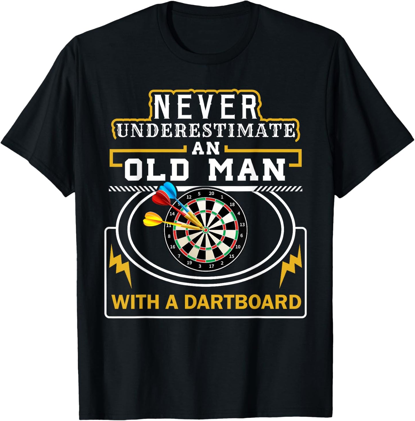 OLD MAN Darts Cool Grandpa Gift Dart Player Men Gifts T-Shirt - T-Shirt | Black