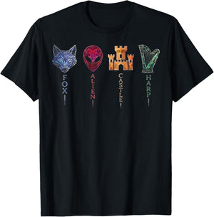 Fox Alien Castle Harper Icons T-Shirt - T-Shirt | Black