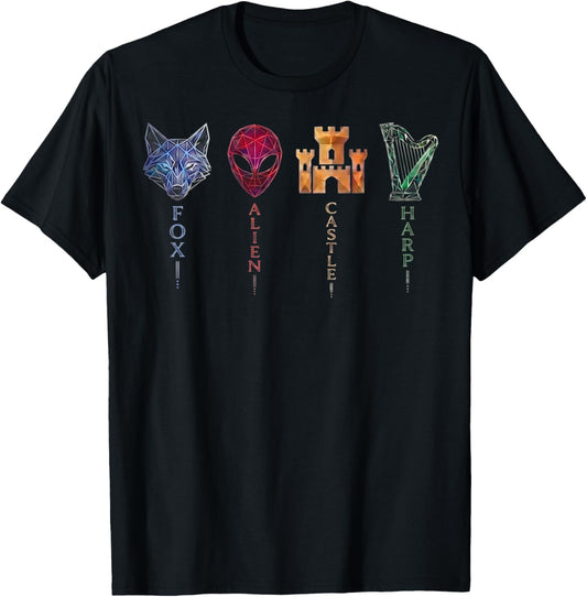 Fox Alien Castle Harper Icons T-Shirt - T-Shirt | Black