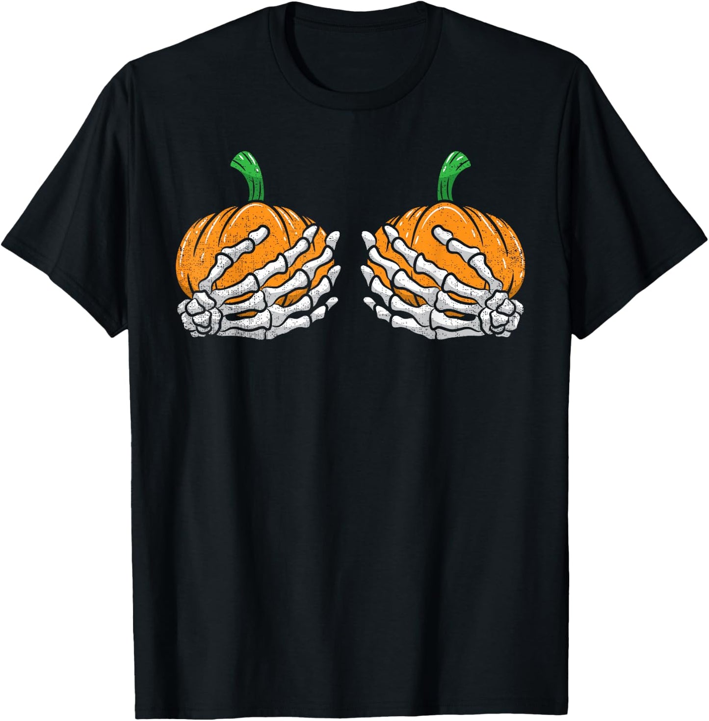 Pumpkin Skeleton Hands Bra Halloween Costume Girls Women T-Shirt - T-Shirt | Black