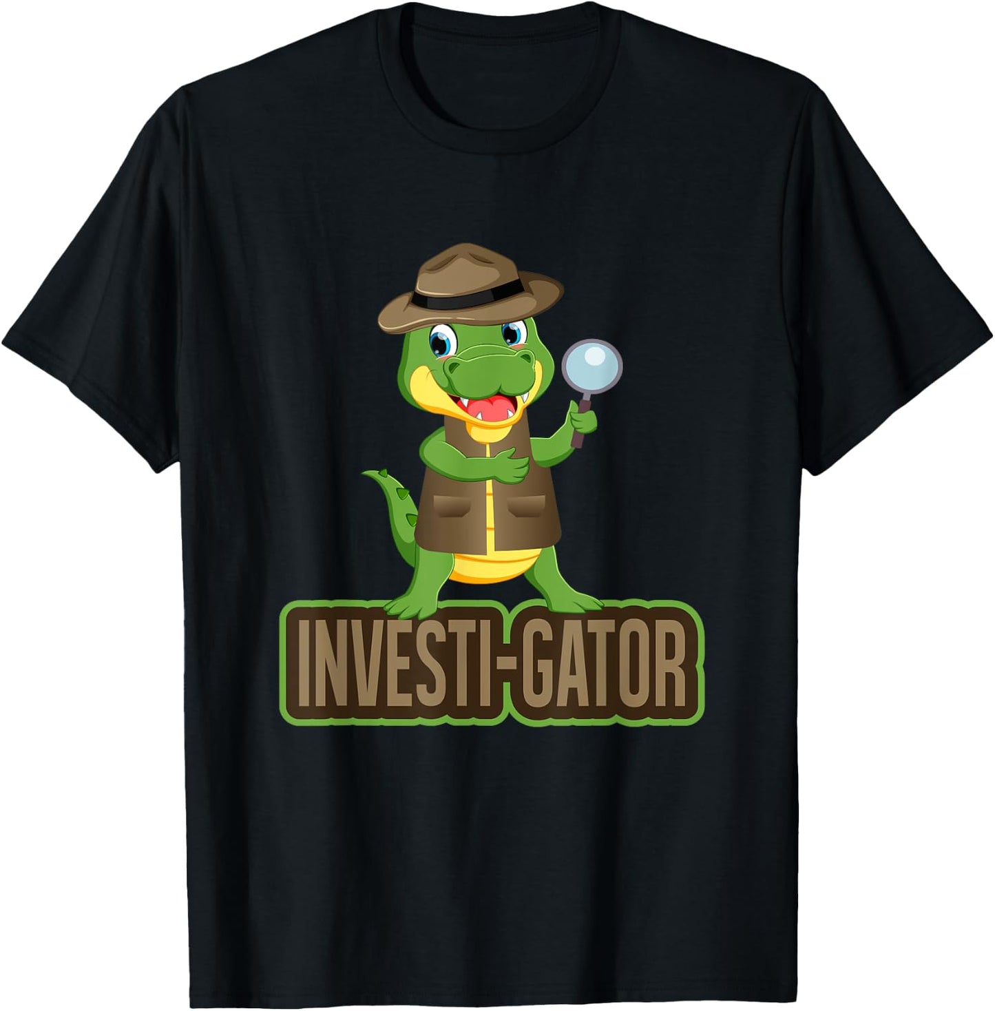 Funny Investi-Gator Pun Alligator Detective T-Shirt - T-Shirt | Black