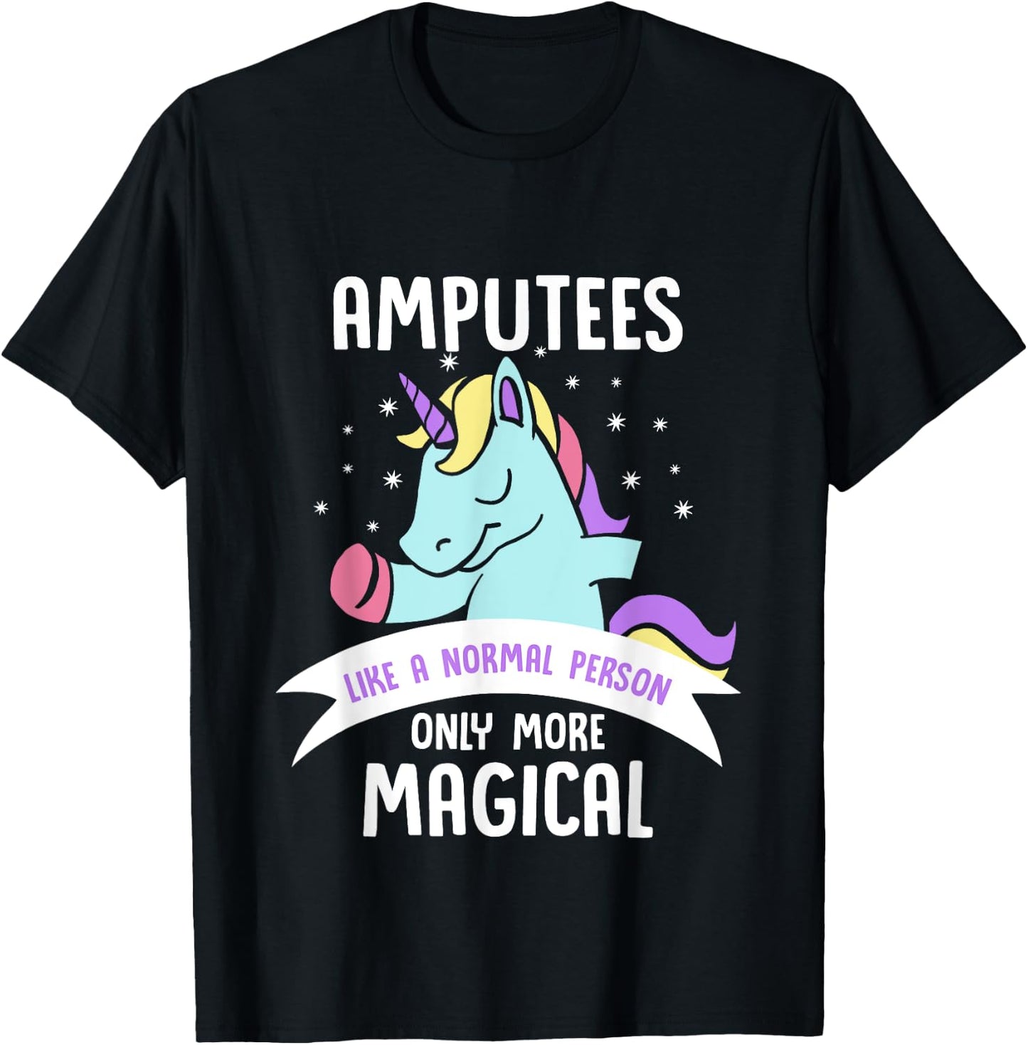 Amputee Amputation Survivor Warrior Shirts Men's Black Cotton Blend Classic Fit Short Sleeve Unicorn Humor Recovery T-Shirt - T-Shirt | Black