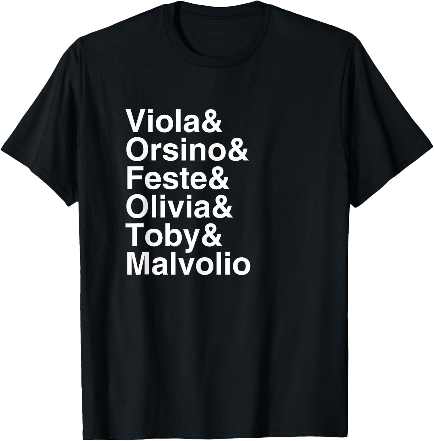 Shakespeare Twelfth Night Character List T-Shirt - T-Shirt | Black