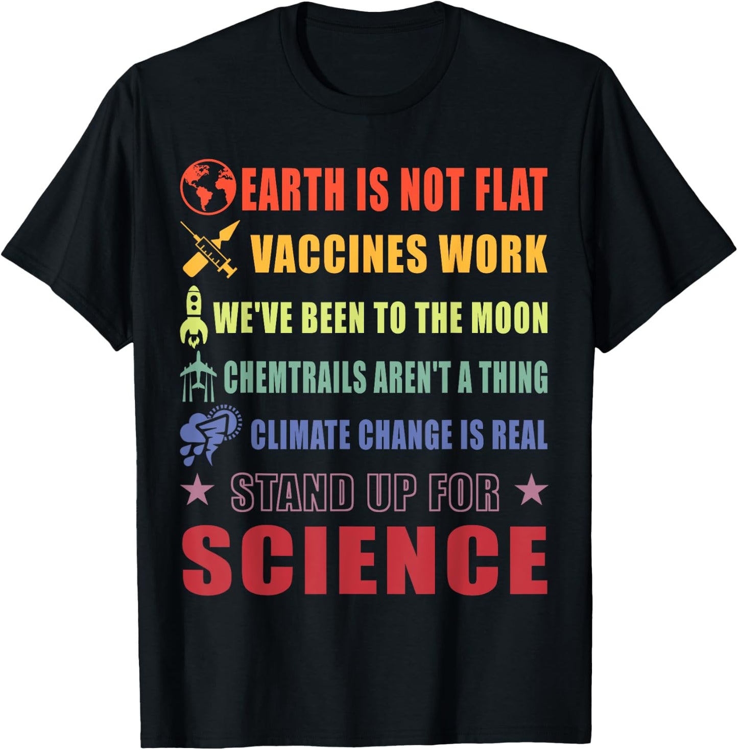 Earth Is Not Flat Shirt Stand Up For Science Gift T-Shirt - T-Shirt | Black