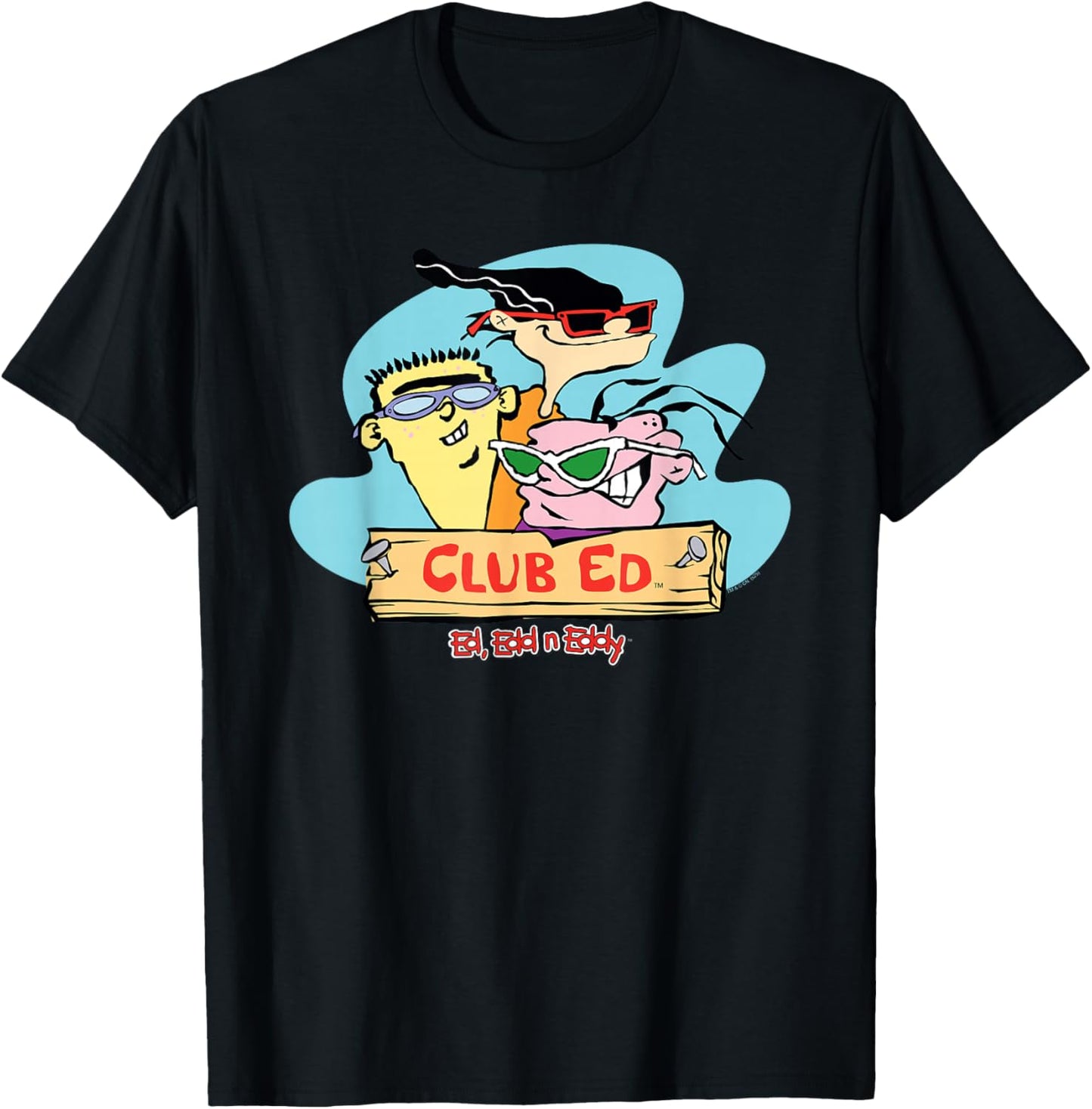 Ed, EDD N Eddy Club Ed Group Photo with Sunglasses Cartoon T-Shirt - T-Shirt | Black