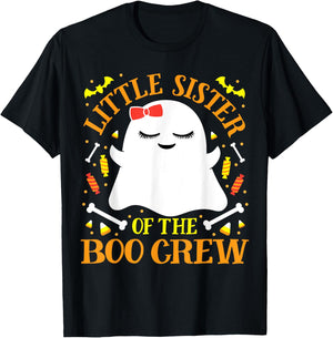 Little Sister Boo Crew Ghost Matching Family Girls Halloween T-Shirt - T-Shirt | Black
