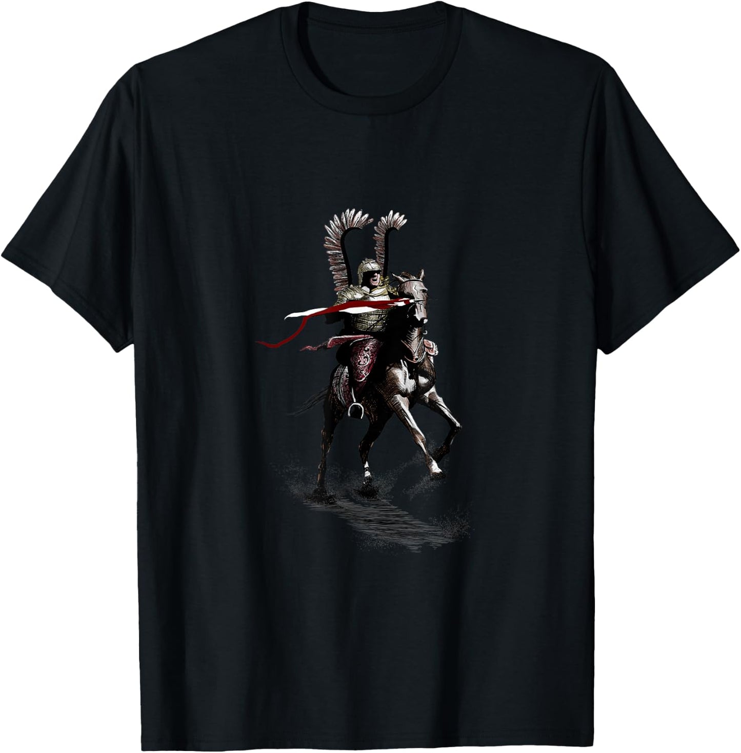 One Fantasy Designs Polish Winged Hussar Cavalry - Men's -Adults Black Short Sleeve Classic Fit - Medieval Sports - Small T-Shirt - T-Shirt | Black