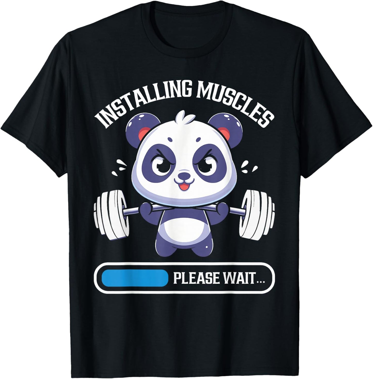 Muscle Building Fitness Panda Weight Lifting Barbell Workout T-Shirt - T-Shirt | Black