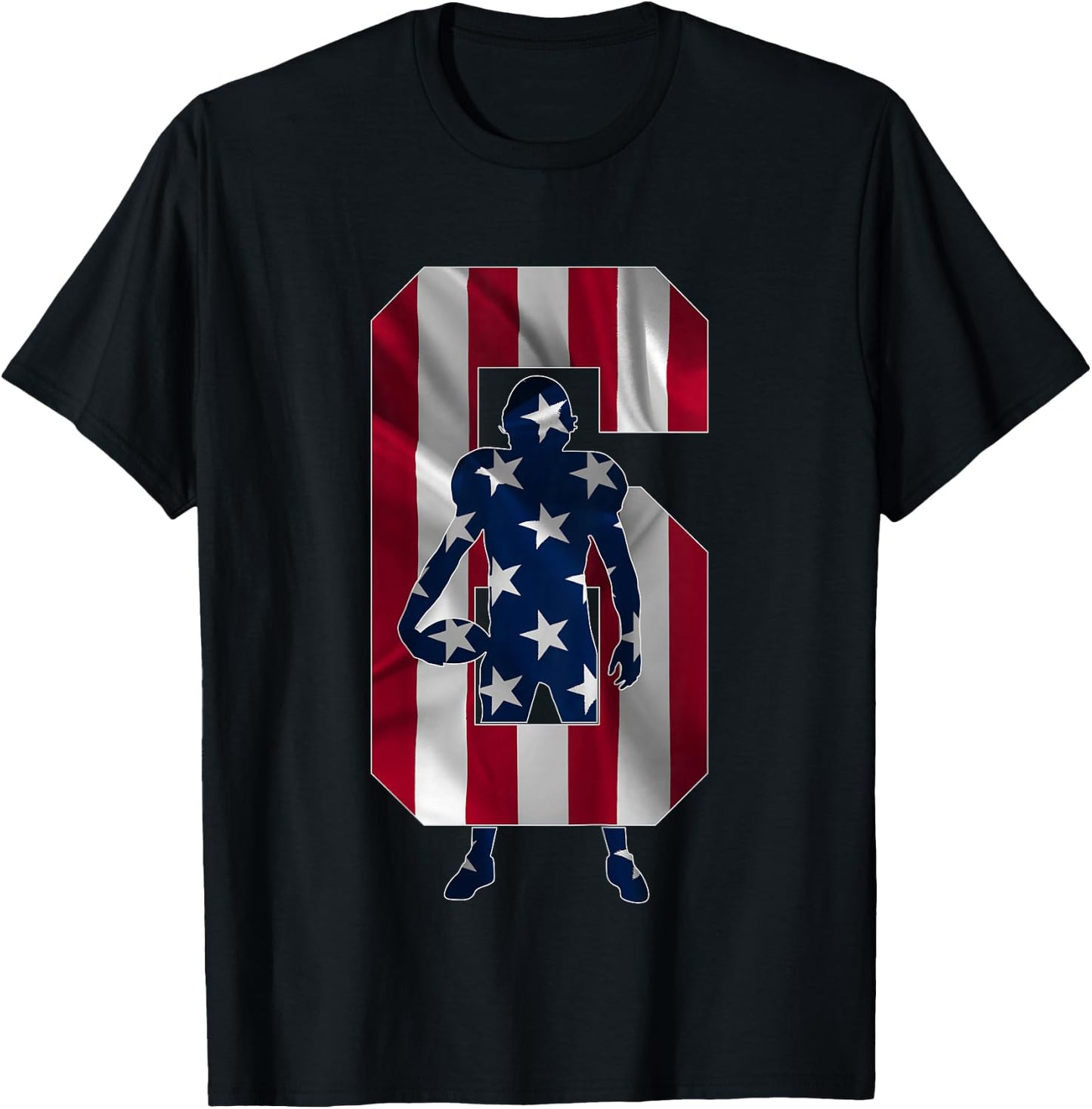 Number 6 Years Football 6th Birthday T-Shirt - T-Shirt | Black