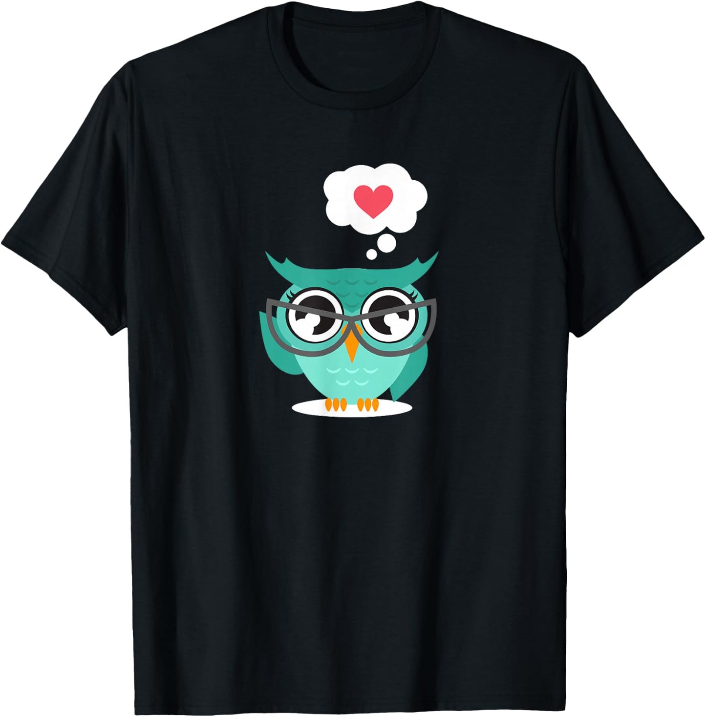 Owl Heart - Owl Gift Owl Lover Owl Teacher Owl Themed Gift T-Shirt - T-Shirt | Black