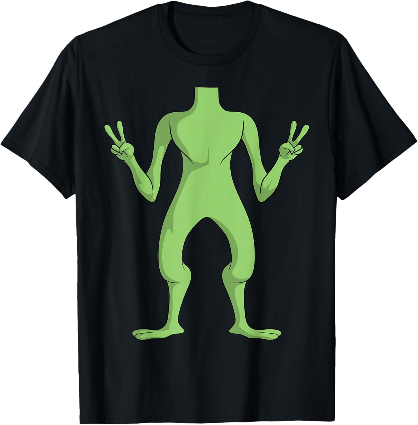 Alien Body Costume Halloween UFO Alien Lover Peace Sign T-Shirt - T-Shirt | Black