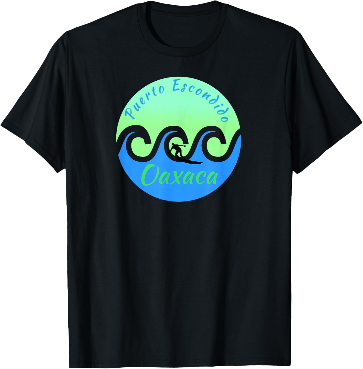 Puerto Escondido Surfing Surf Oaxaca Mexico T-Shirt - T-Shirt | Black