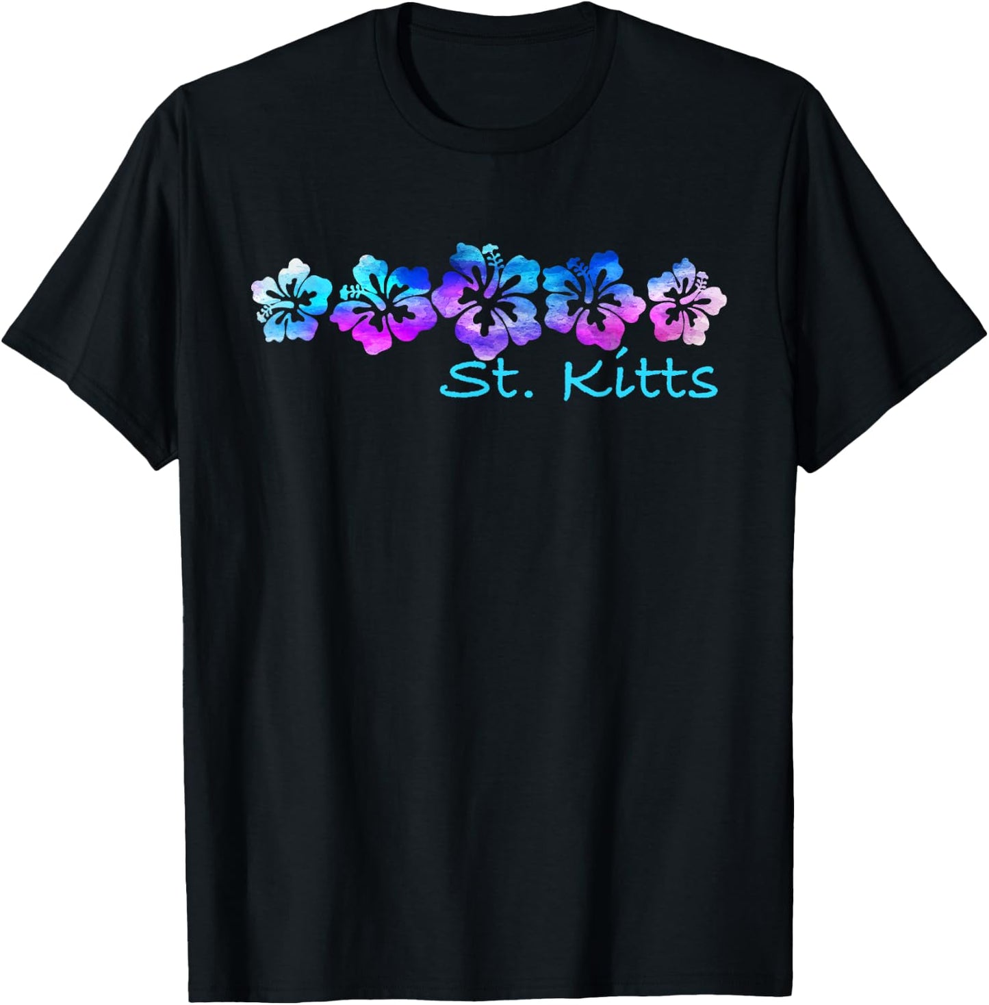 St. Kitts Tropical Flower Vacation Beach T-Shirt - T-Shirt | Black