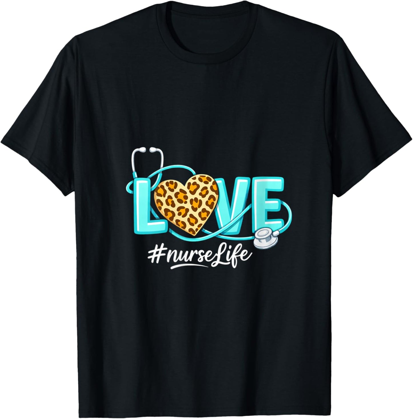 Women's Nurse Life RN LPN CNA Healthcare Leopard Nurse Week 2026 V-Neck T-Shirt - T-Shirt | Black