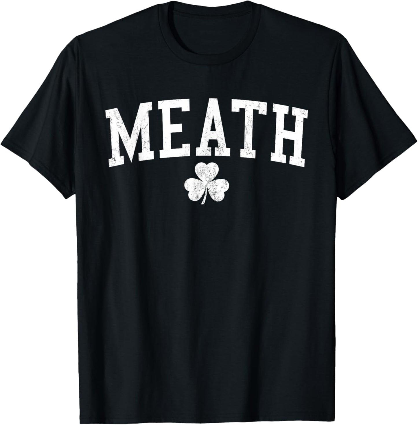 Meath Ireland St Patricks Day Retro Distressed Shamrock T-Shirt - T-Shirt | Black