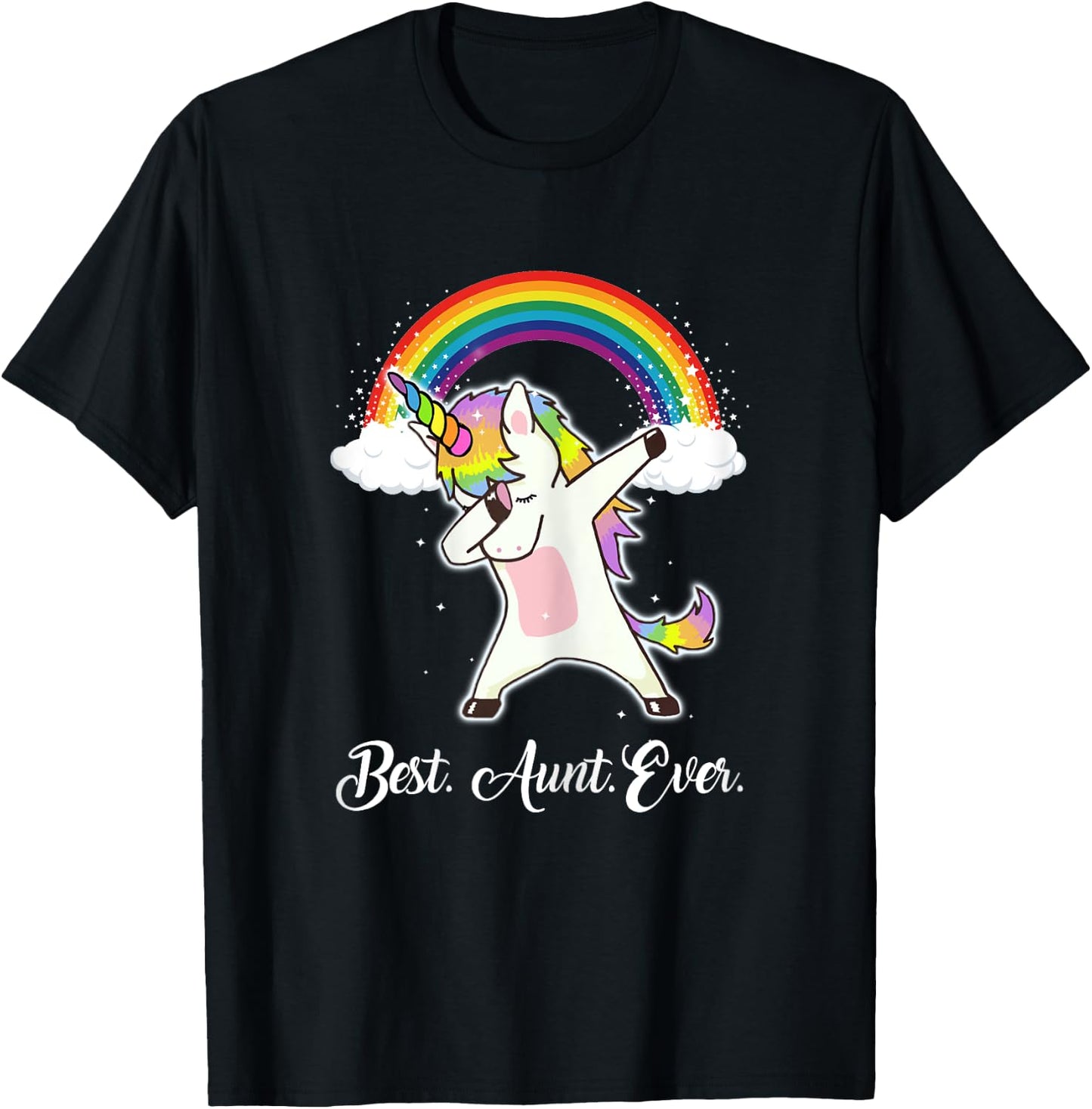 Rainbow Unicorn Aunt Shirt Best Aunt Ever T-Shirt - T-Shirt | Black