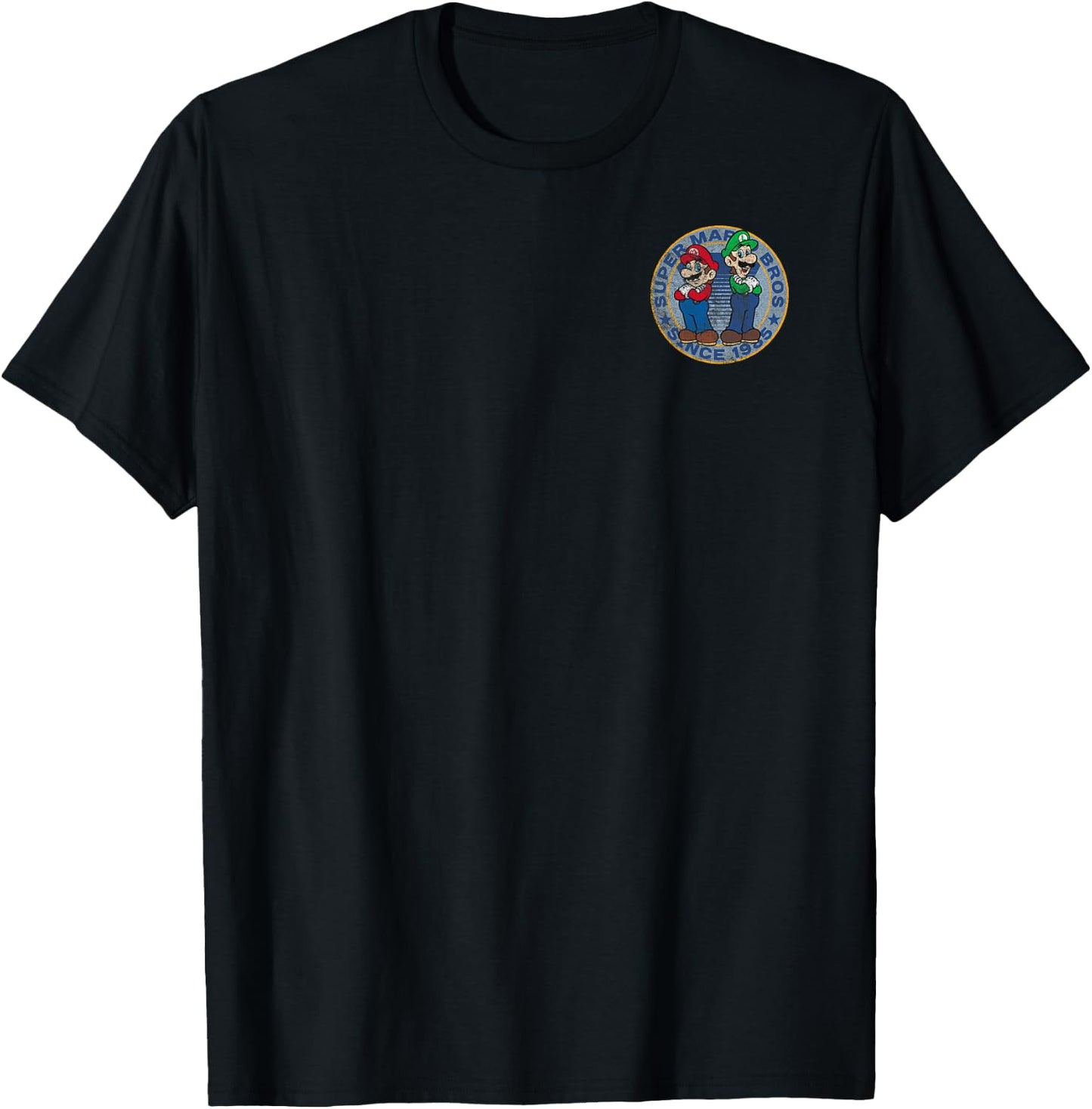 Super Mario Bros Luigi Left Chest Since 1985 Graphic T-Shirt - T-Shirt | Black