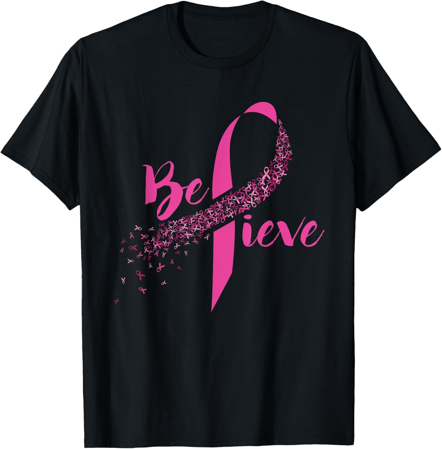 Breast Cancer Awareness - Inspirational Believe T-Shirt - T-Shirt | Black