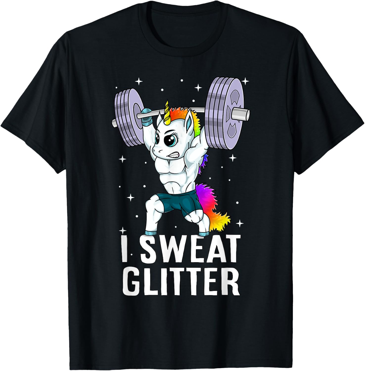Unicorn I Sweat Glitter Funny Gym Workout Men Women Kids T-Shirt - T-Shirt | Black