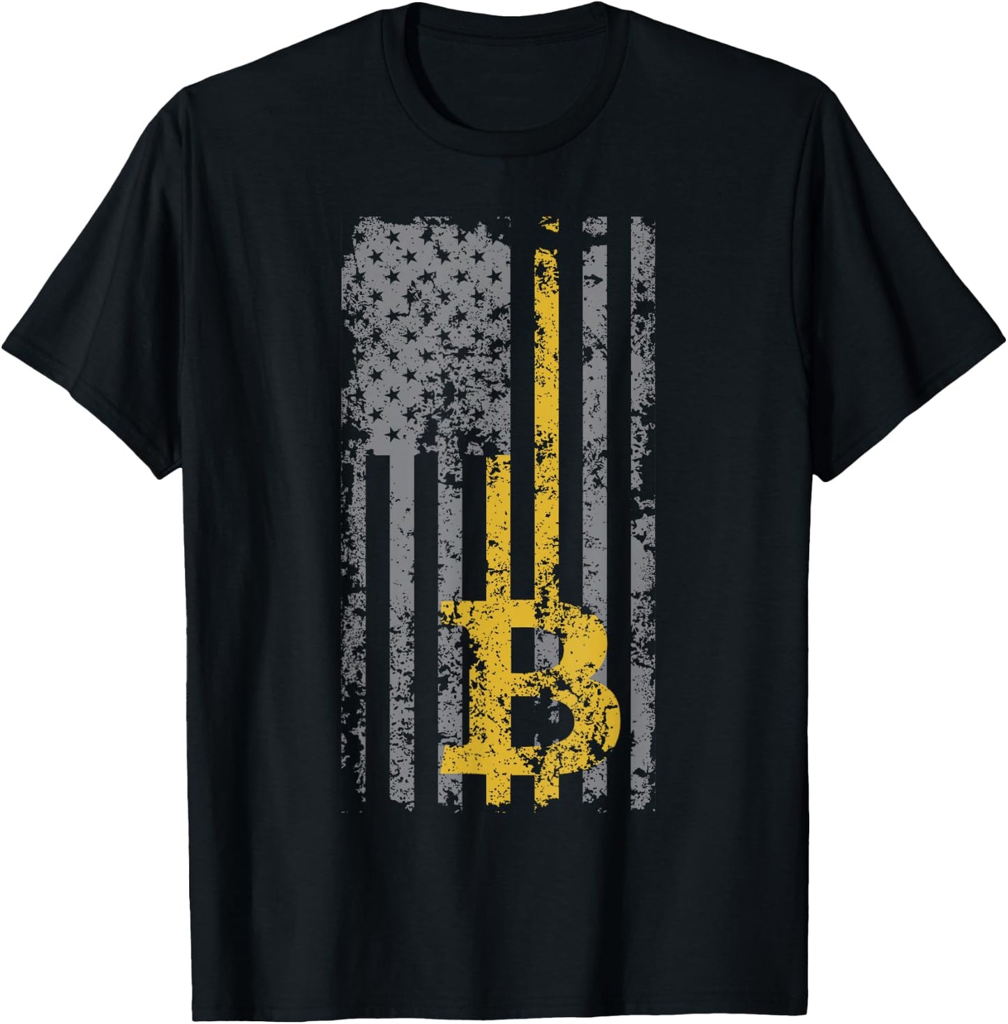 Bitcoin USA Flag Distressed Digital Currency Lover T-Shirt - T-Shirt | Black