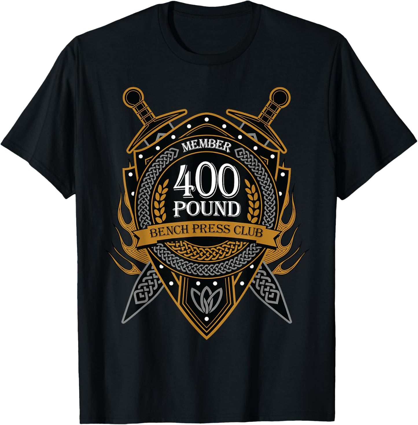 400 Pound Bench Press Club Member Celtic Shield Men Women T-Shirt - T-Shirt | Black