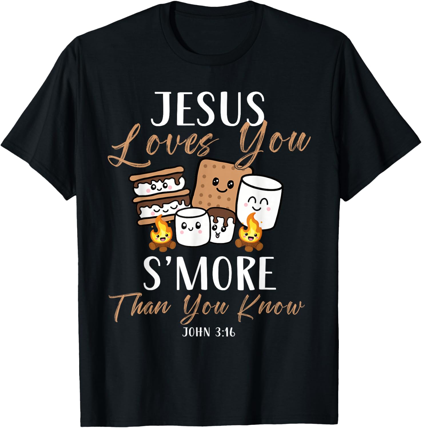 Jesus Loves You S'More Christian Church Camper Camping Lover T-Shirt - T-Shirt | Black
