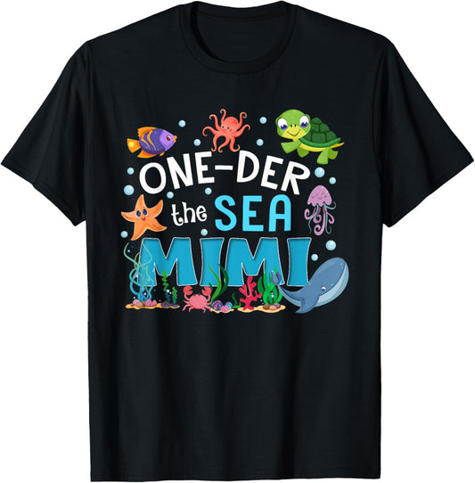 Under Sea Mimi Birthday Girl Boy Matching Family Party T-Shirt - T-Shirt | Black