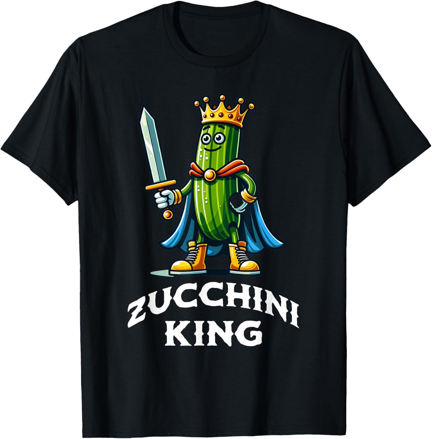 Zucchini King Funny Quote Zucchini Lover Vegan Vegetable T-Shirt - T-Shirt | Black