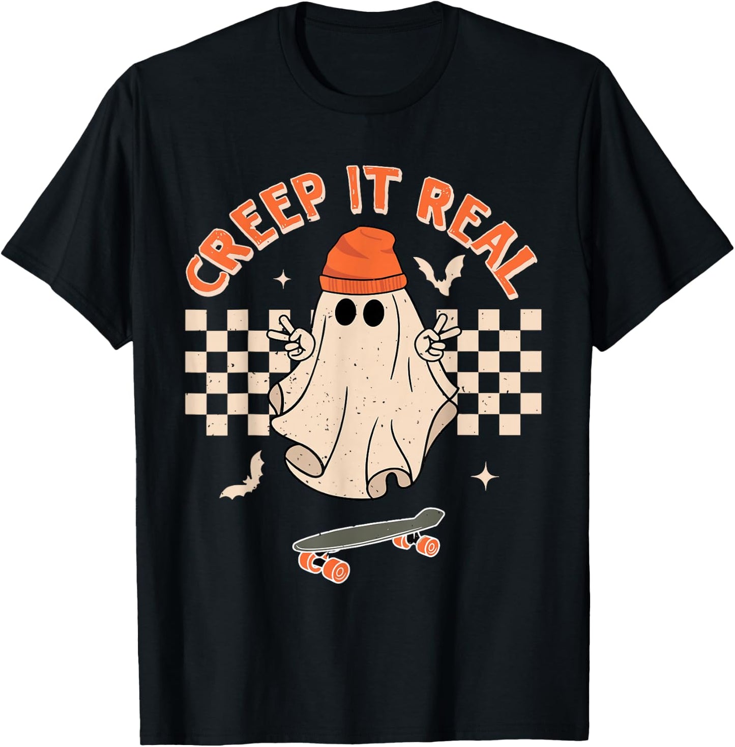Creep It Real Funny Ghost Halloween Toddler Kid Ghost Boys T-Shirt - T-Shirt | Black