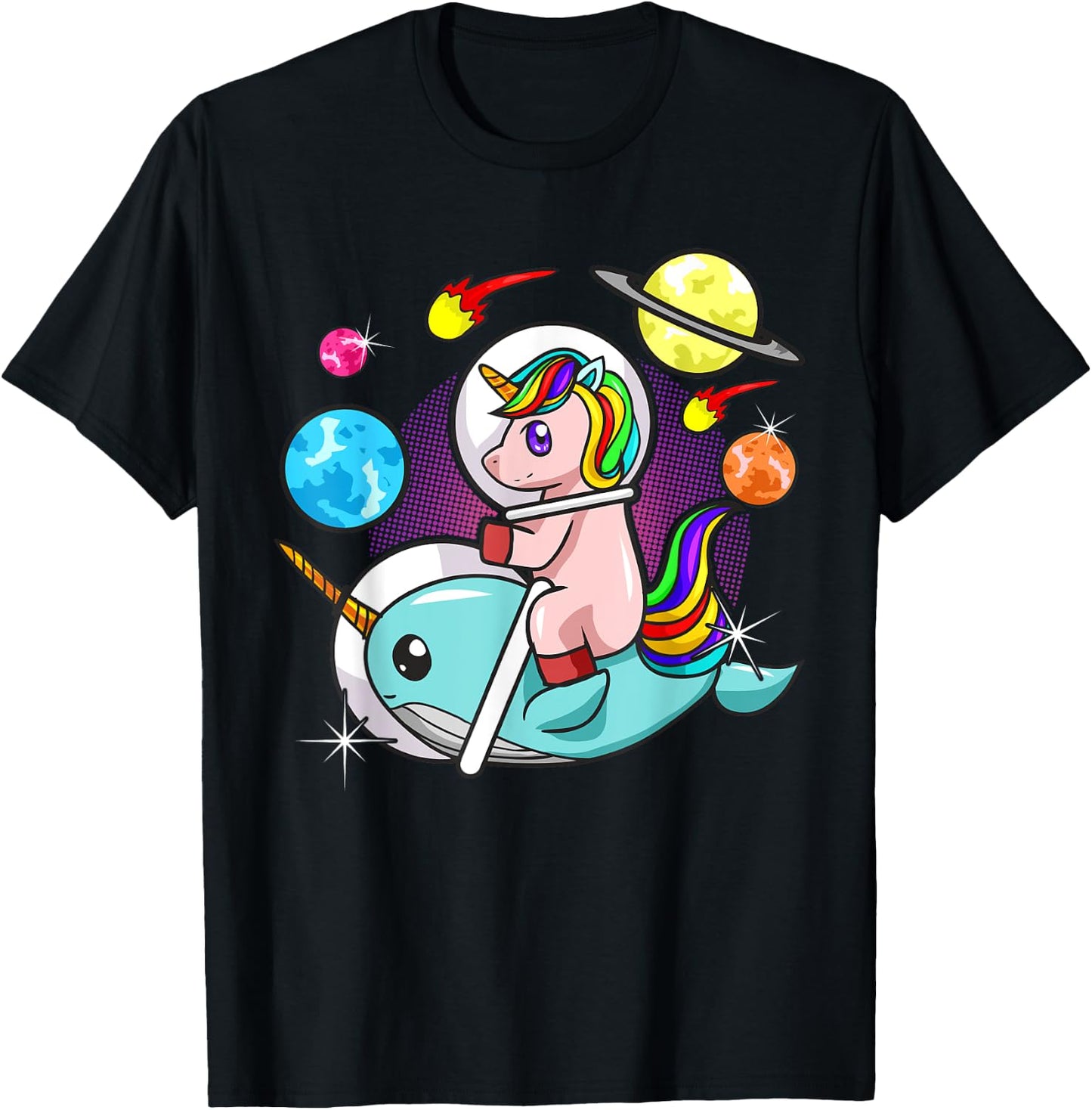 Unicorn Narwhal Space Astronaut Science Funny Humor T-Shirt - T-Shirt | Black