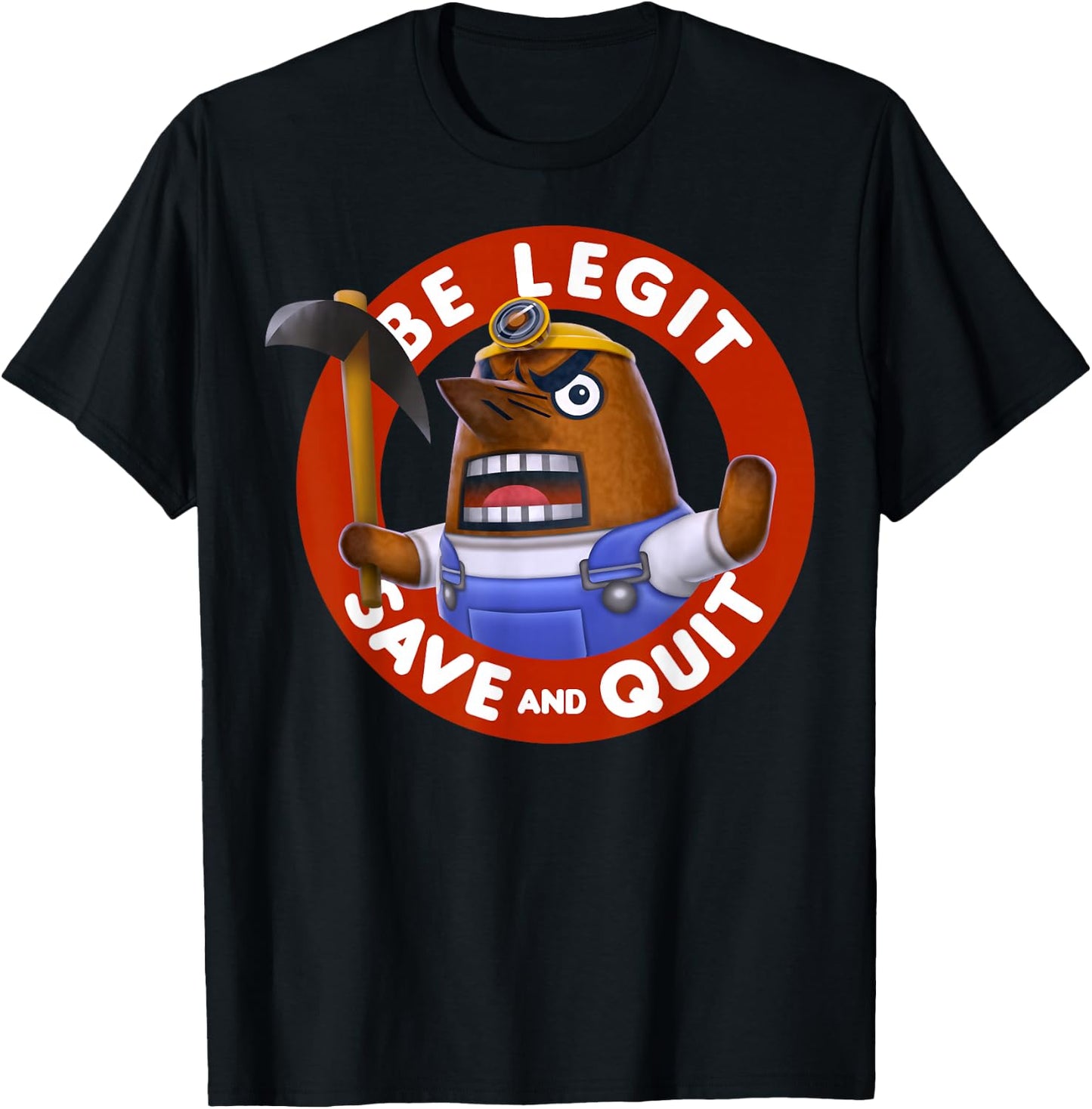 Nintendo Animal Crossing Resetti Save & Quit Graphic T-Shirt - T-Shirt | Black