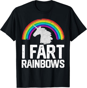 Funny Rainbow Unicorn I FART Gag Gift Joke T Shirt Women Mom T-Shirt - T-Shirt | Black
