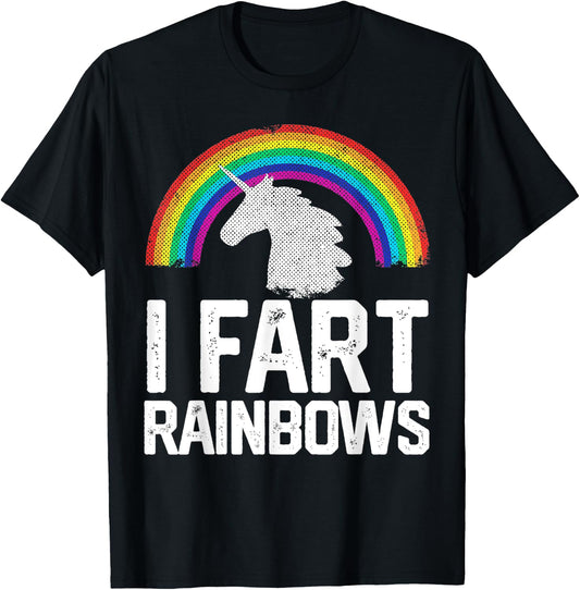Funny Rainbow Unicorn I FART Gag Gift Joke T Shirt Women Mom T-Shirt - T-Shirt | Black