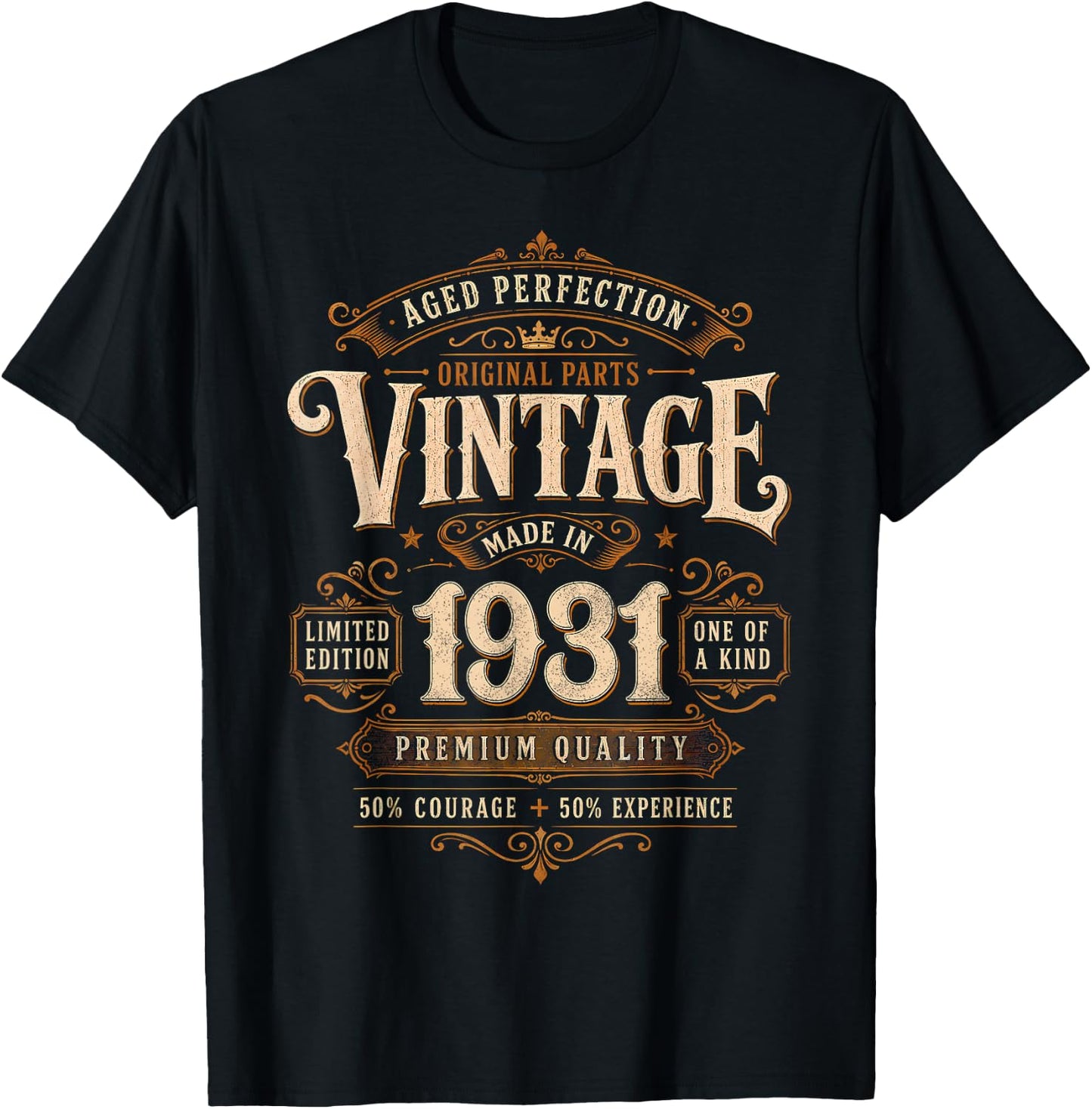 Vintage 1931 Limited Edition 95th Birthday Men 95 Years Old T-Shirt - T-Shirt | Black