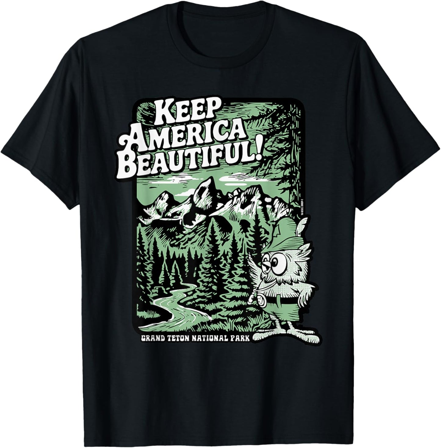 Woodsy Owl Keep America Beautiful Grand Teton National Park T-Shirt - T-Shirt | Black