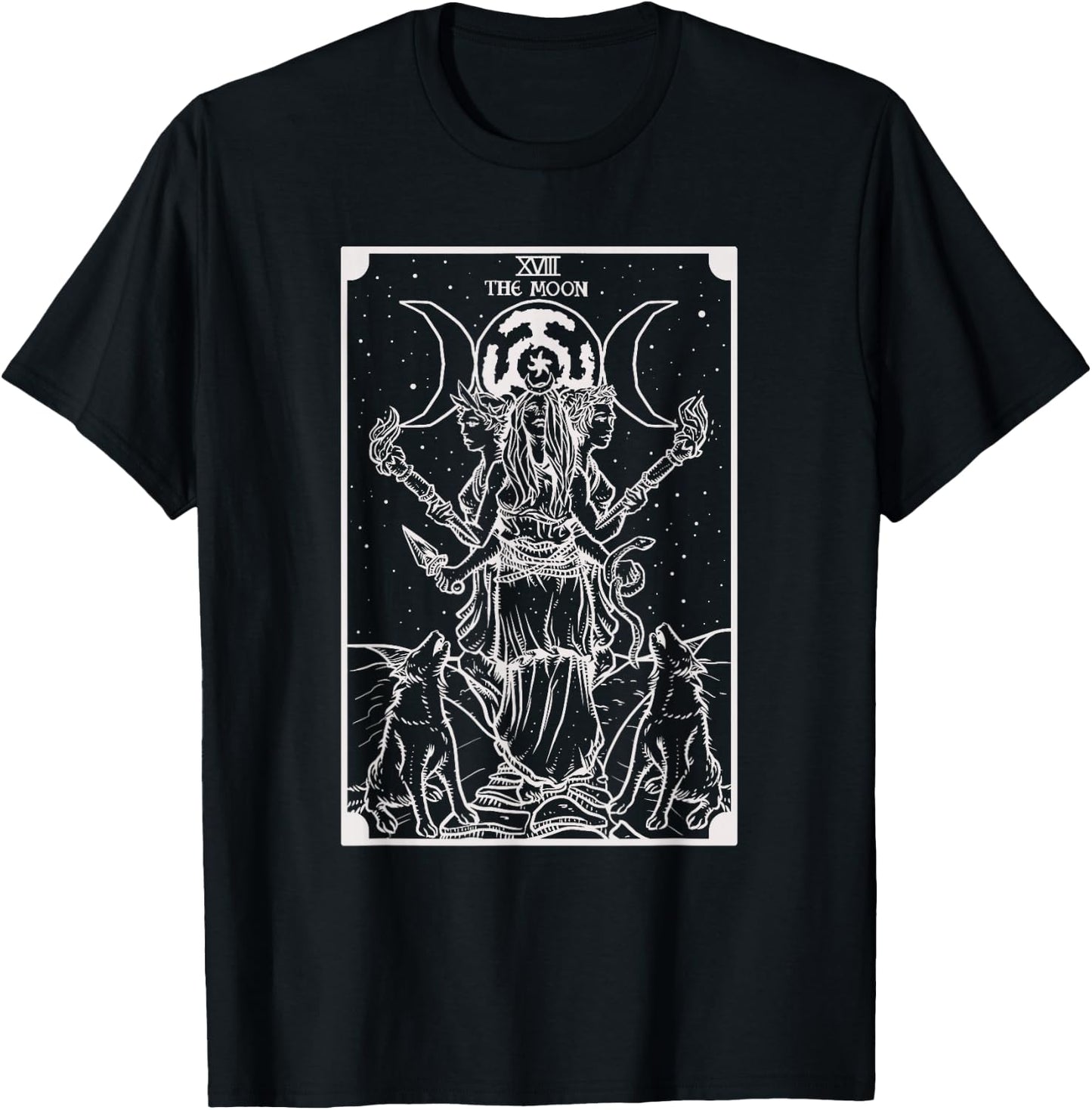Hecate Triple Moon Goddess Witch Hekate Wheel Tarot Card T-Shirt - T-Shirt | Black